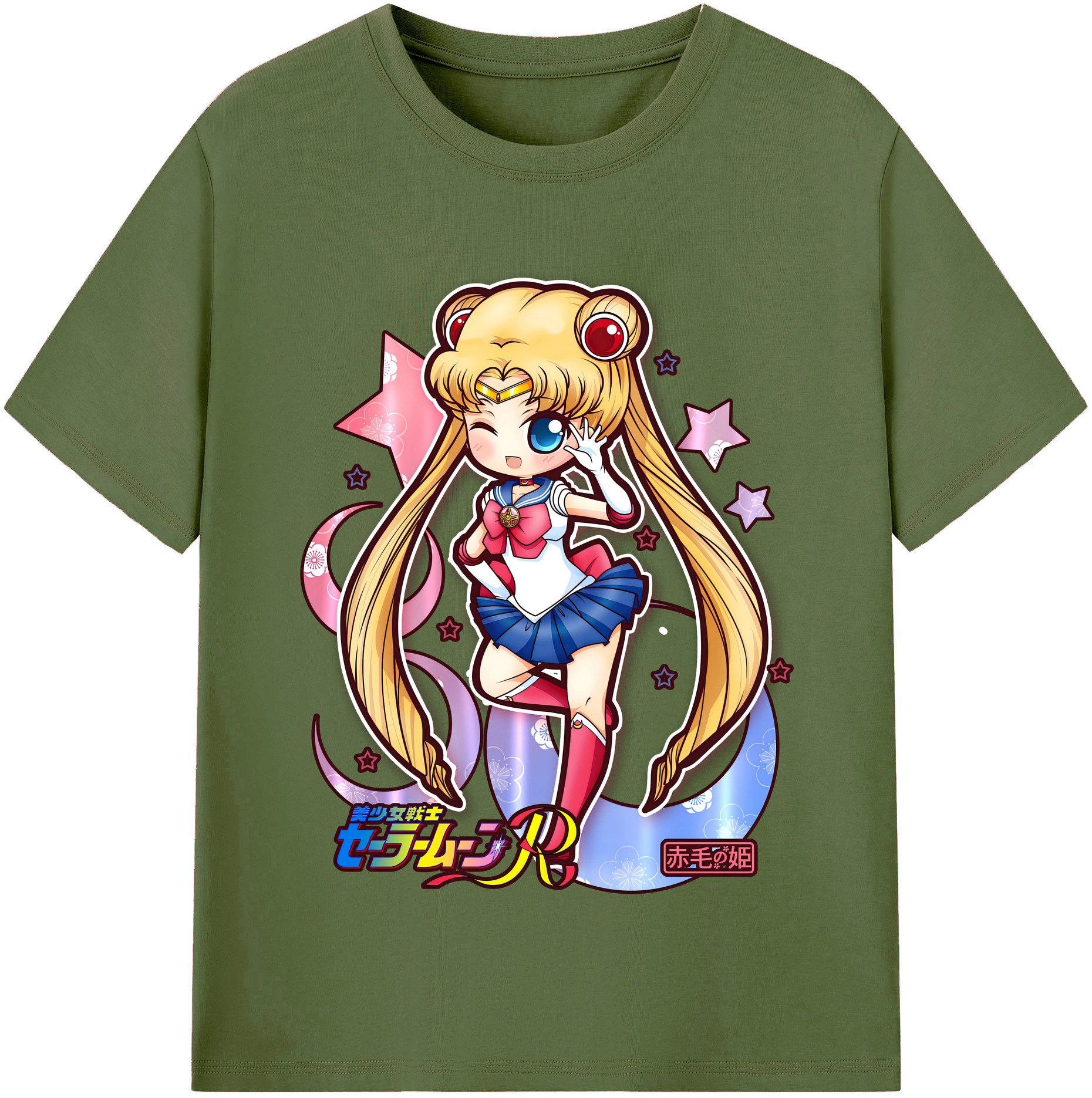 （画像用） 美少女戦士セーラームーン 月野 うさぎ つきの うさぎ Sailor Moon Tsukino Usagi 綿100％半袖Tシャツ（フロントプリント）